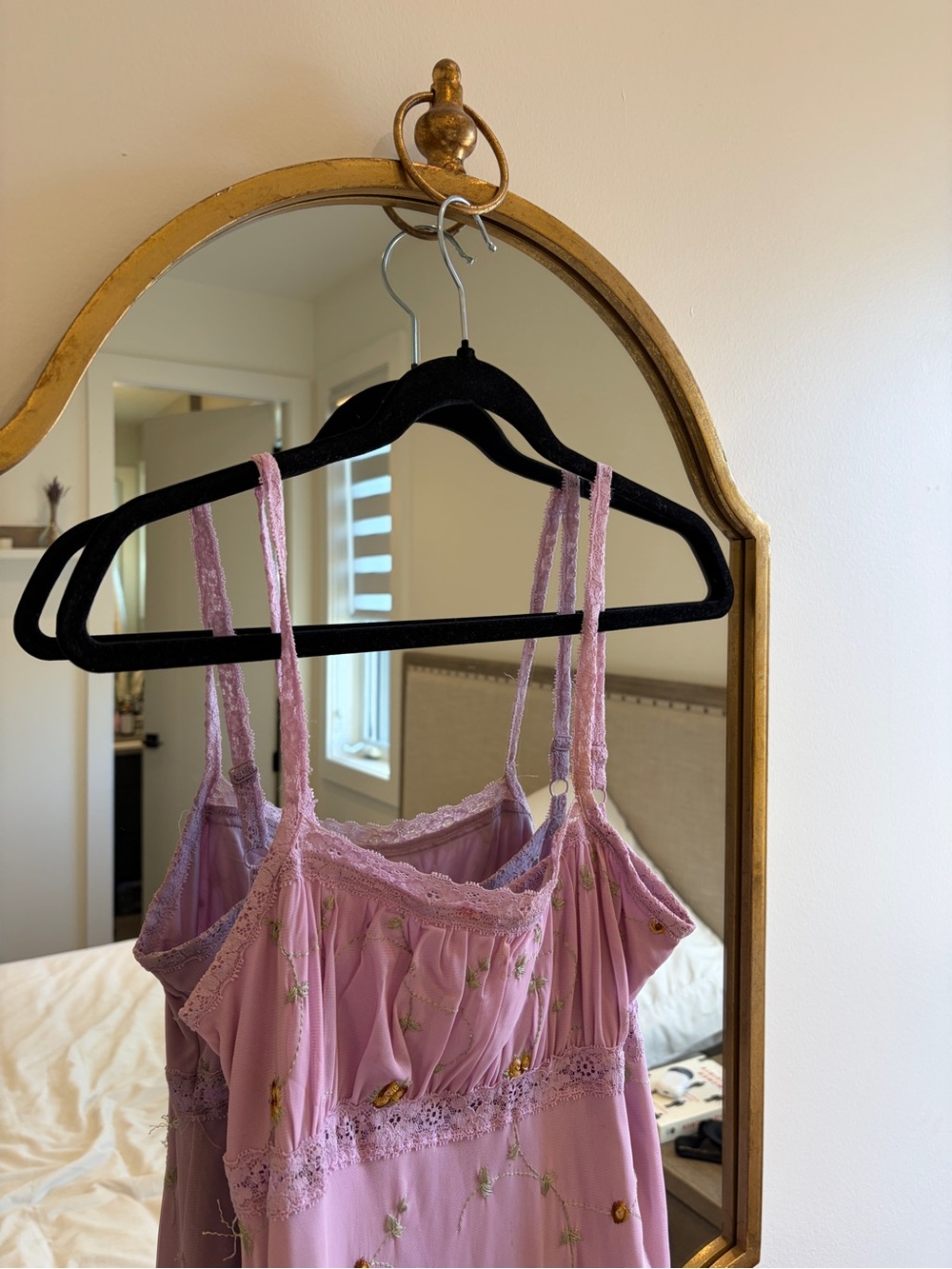 Urban Outfitters - Lace-Trim Lavender Floral Slip Dress - Picture 4 of 5